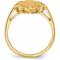 14K Yellow Gold Signet Ring with Open Back and Polished Finish - Engravable, 14mm Top Length, 11.5mm Top Width by 0