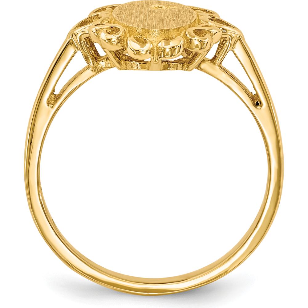 14K Yellow Gold Signet Ring with Open Back and Polished Finish - Engravable, 14mm Top Length, 11.5mm Top Width by 0