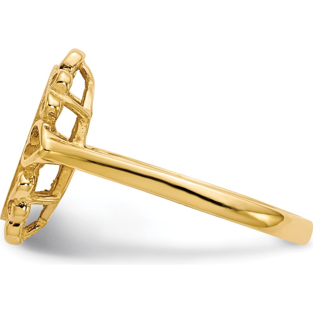 14K Yellow Gold Signet Ring with Open Back and Polished Finish - Engravable, 14mm Top Length, 11.5mm Top Width by 0