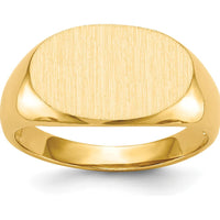 14K Yellow Gold Signet Ring with Polished and Brushed Finish - 17mm x 11mm by 0