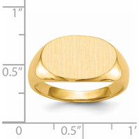 14K Yellow Gold Signet Ring with Polished and Brushed Finish - 17mm x 11mm by 0