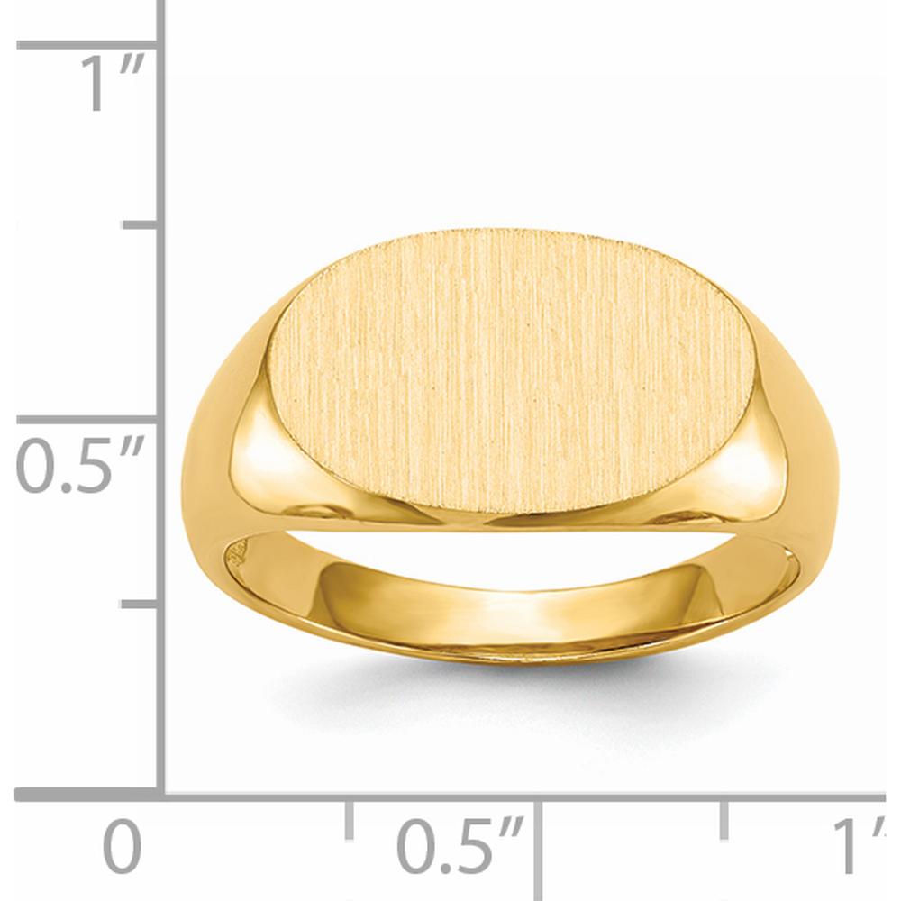 14K Yellow Gold Signet Ring with Polished and Brushed Finish - 17mm x 11mm by 0