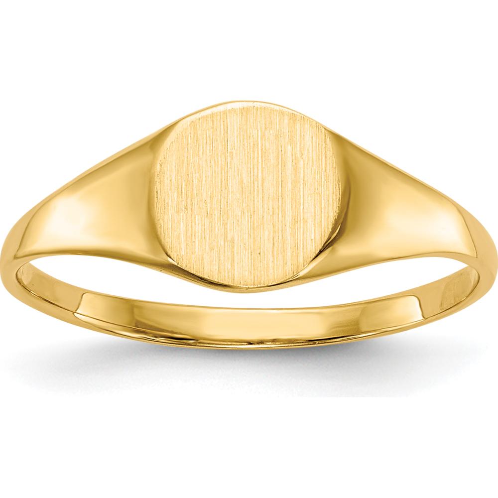 14K Yellow Gold Signet Ring with Polished & Brushed Finish - 6.5mm x 7.5mm by 0
