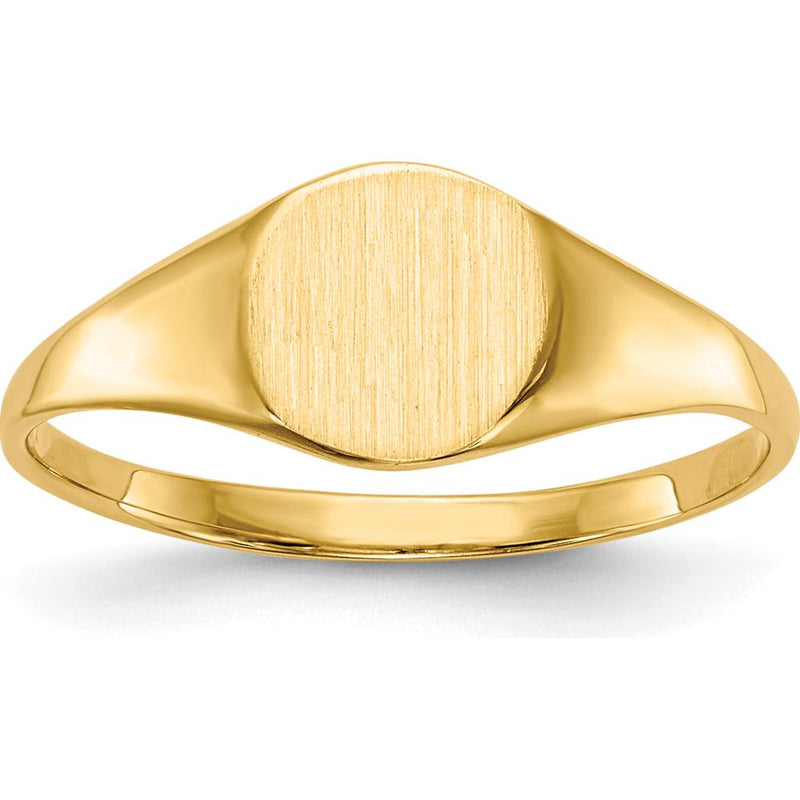 14K Yellow Gold Signet Ring with Polished & Brushed Finish - 6.5mm x 7.5mm by 0
