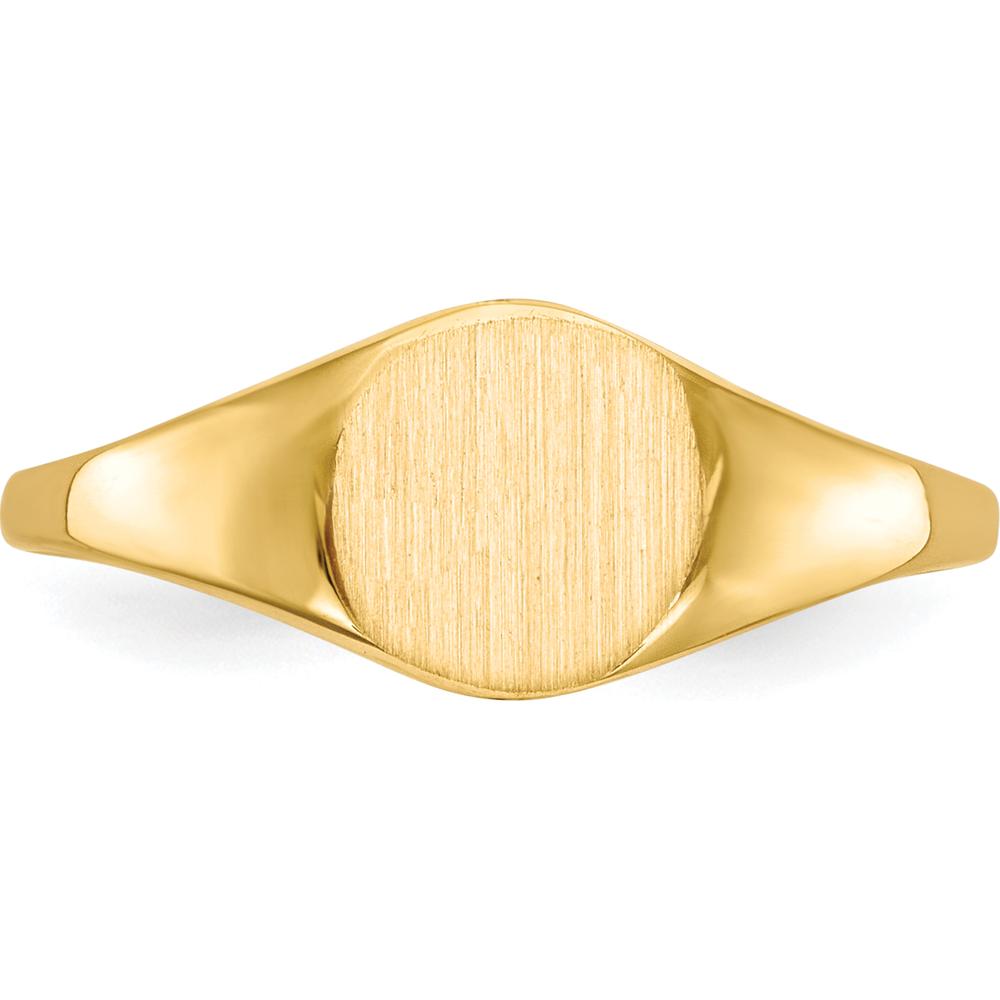 14K Yellow Gold Signet Ring with Polished & Brushed Finish - 6.5mm x 7.5mm by 0