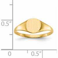 14K Yellow Gold Signet Ring with Polished & Brushed Finish - 6.5mm x 7.5mm by 0