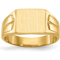 14K Yellow Gold Signet Ring with Polished and Brushed Finish - 9.0x7.5mm Top by 0