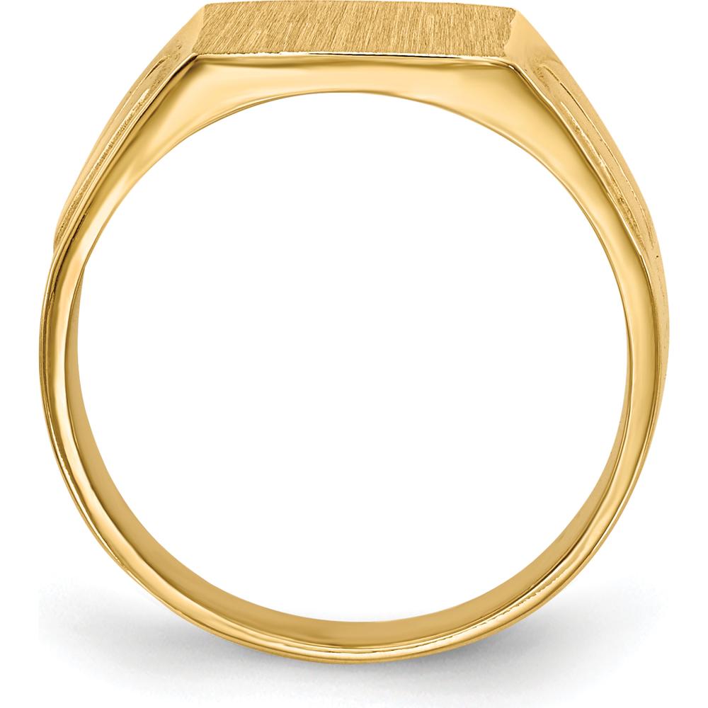 14K Yellow Gold Signet Ring with Polished and Brushed Finish - 9.0x7.5mm Top by 0
