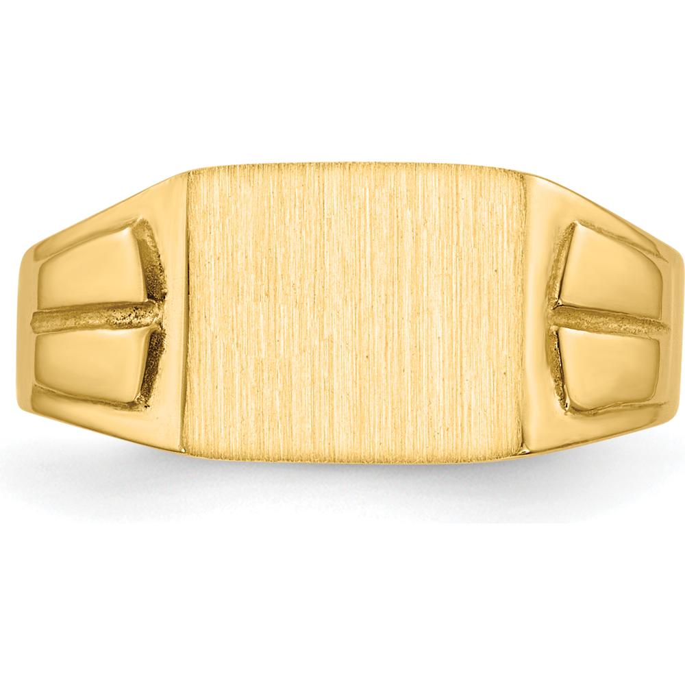 14K Yellow Gold Signet Ring with Polished and Brushed Finish - 9.0x7.5mm Top by 0