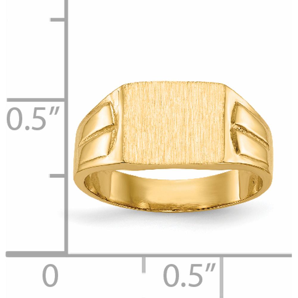 14K Yellow Gold Signet Ring with Polished and Brushed Finish - 9.0x7.5mm Top by 0