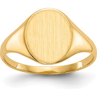14K Yellow Gold Signet Ring with Polished & Brushed Finish - 9.5x11mm by 0