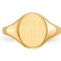 14K Yellow Gold Signet Ring with Polished & Brushed Finish - 9.5x11mm by 0