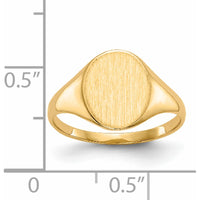 14K Yellow Gold Signet Ring with Polished & Brushed Finish - 9.5x11mm by 0