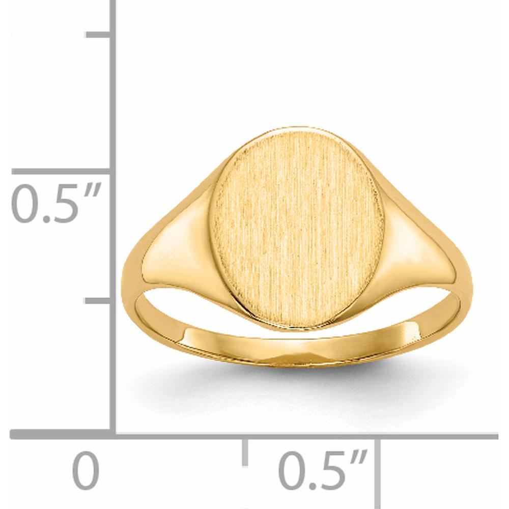 14K Yellow Gold Signet Ring with Polished & Brushed Finish - 9.5x11mm by 0