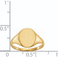 14K Yellow Gold Signet Ring with Polished & Brushed Finish - 9.5x11mm by 0