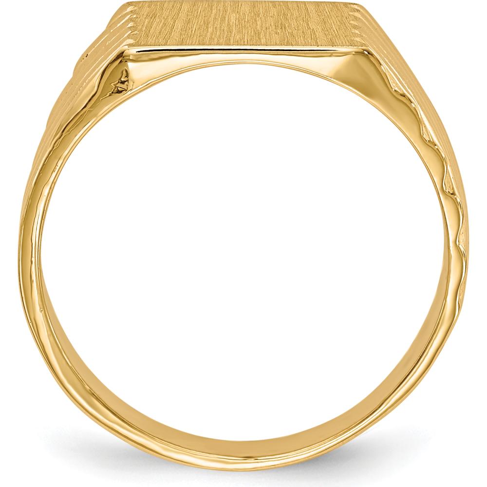14K Yellow Gold Signet Ring with Polished & Brushed Finish - 9x9mm Top by 0