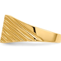 14K Yellow Gold Signet Ring with Polished & Brushed Finish - 9x9mm Top by 0