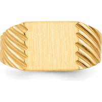 14K Yellow Gold Signet Ring with Polished & Brushed Finish - 9x9mm Top by 0