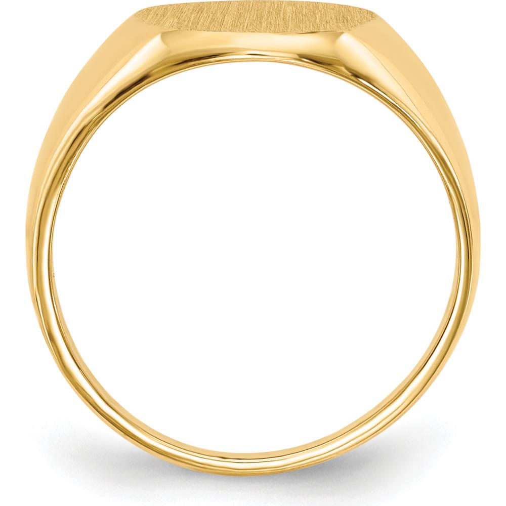14K Yellow Gold Signet Ring with Polished and Brushed Finish - Engravable, Unisex, 12.5mm Top by 0