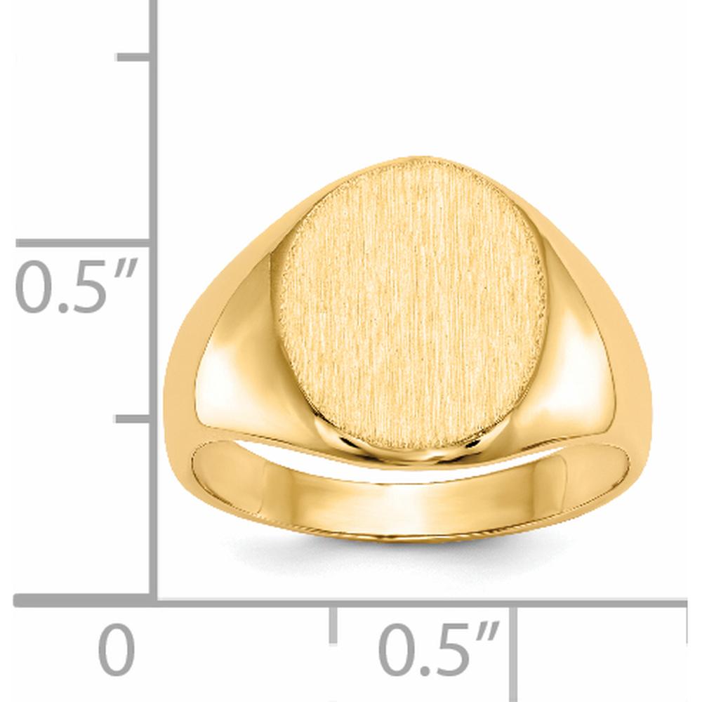14K Yellow Gold Signet Ring with Polished and Brushed Finish - Engravable, Unisex, 12.5mm Top by 0