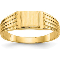 14K Yellow Gold Signet Ring with Polished and Brushed Finish - Engravable, Unisex Design by Oro Pregiato