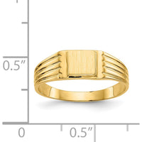 14K Yellow Gold Signet Ring with Polished and Brushed Finish - Engravable, Unisex Design by Oro Pregiato
