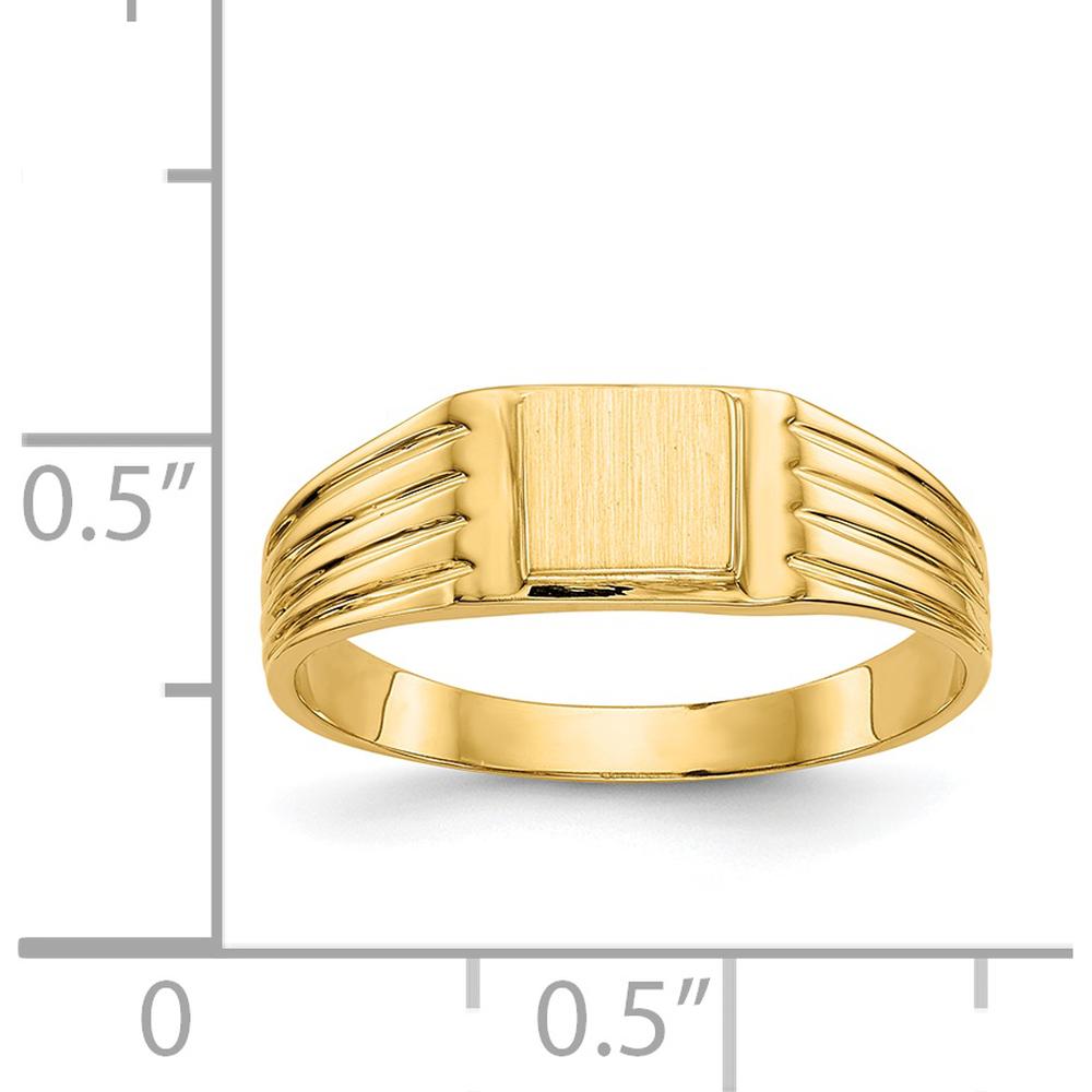 14K Yellow Gold Signet Ring with Polished and Brushed Finish - Engravable, Unisex Design by Oro Pregiato