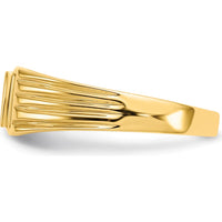 14K Yellow Gold Signet Ring with Polished and Brushed Finish - Engravable, Unisex Design by Oro Pregiato