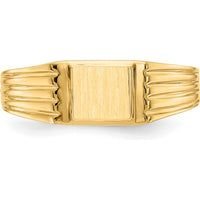 14K Yellow Gold Signet Ring with Polished and Brushed Finish - Engravable, Unisex Design by Oro Pregiato