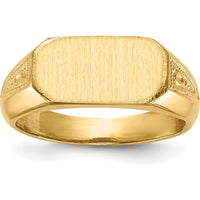 14K Yellow Gold Signet Ring with Polished and Brushed Finish - Engravable, Unisex Design by 0