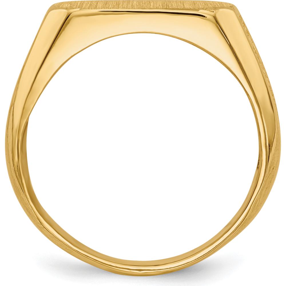 14K Yellow Gold Signet Ring with Polished and Brushed Finish - Engravable, Unisex Design by 0