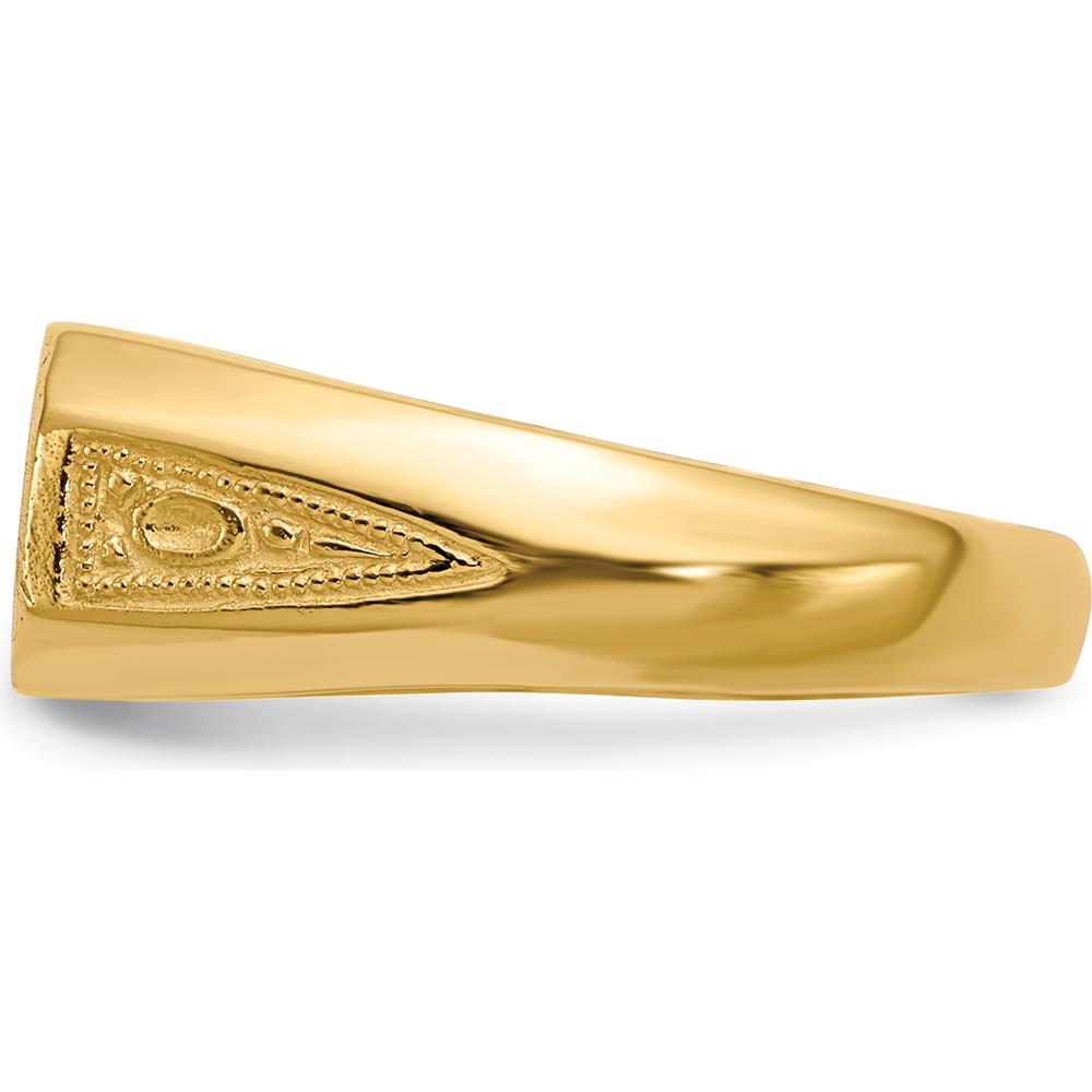 14K Yellow Gold Signet Ring with Polished and Brushed Finish - Engravable, Unisex Design by 0
