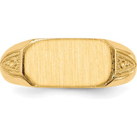 14K Yellow Gold Signet Ring with Polished and Brushed Finish - Engravable, Unisex Design by 0
