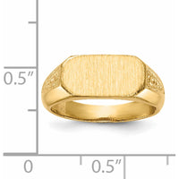 14K Yellow Gold Signet Ring with Polished and Brushed Finish - Engravable, Unisex Design by 0