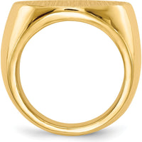 14K Yellow Gold Signet Ring with Polished & Brushed Finish - Men's 21.5mm Top by 0