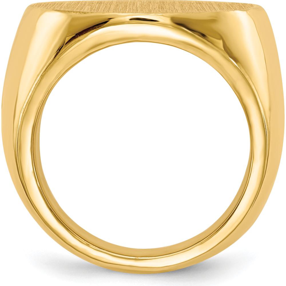 14K Yellow Gold Signet Ring with Polished & Brushed Finish - Men's 21.5mm Top by 0
