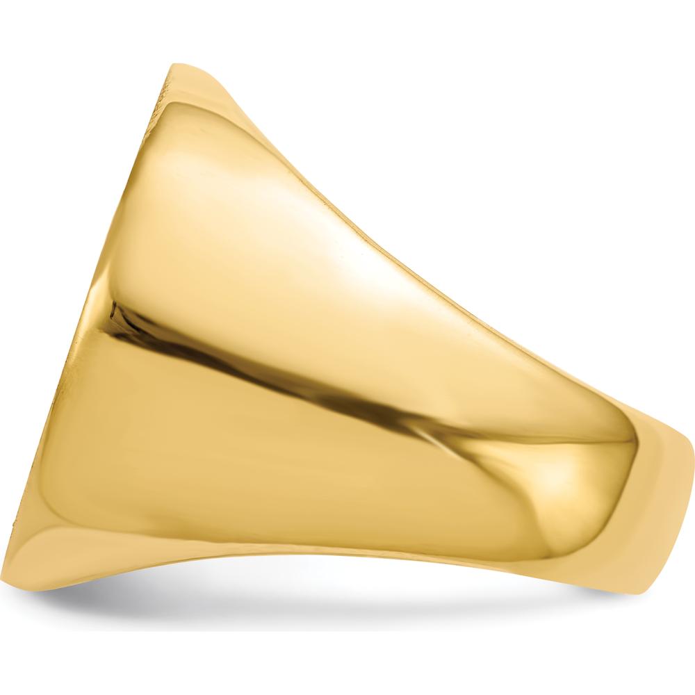 14K Yellow Gold Signet Ring with Polished & Brushed Finish - Men's 21.5mm Top by 0