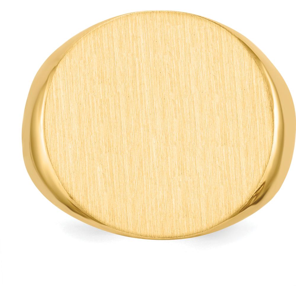 14K Yellow Gold Signet Ring with Polished & Brushed Finish - Men's 21.5mm Top by 0
