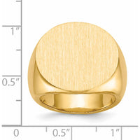 14K Yellow Gold Signet Ring with Polished & Brushed Finish - Men's 21.5mm Top by 0