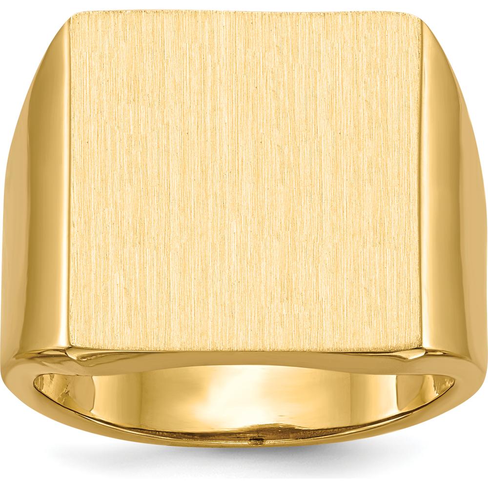 14K Yellow Gold Signet Ring with Polished & Brushed Finish - Sizeable & Engravable by 0