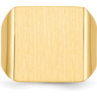 14K Yellow Gold Signet Ring with Polished & Brushed Finish - Sizeable & Engravable by 0