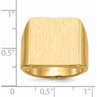 14K Yellow Gold Signet Ring with Polished & Brushed Finish - Sizeable & Engravable by 0