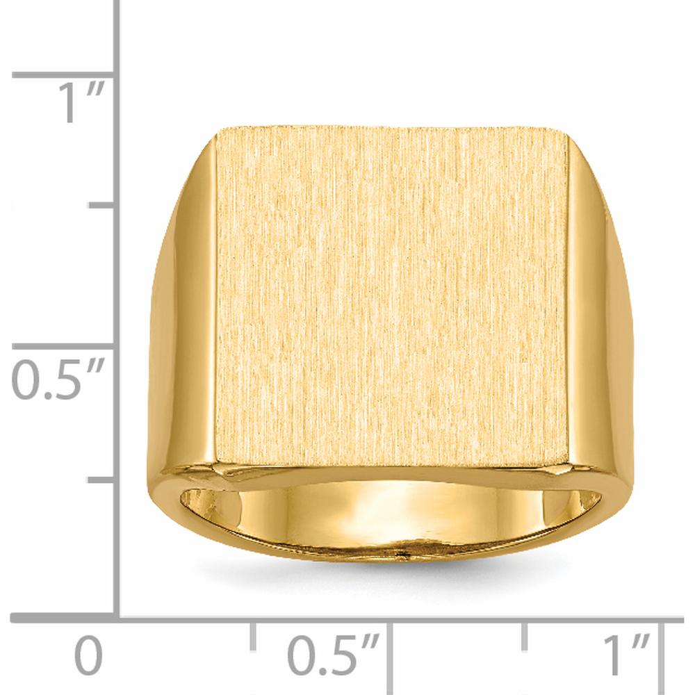 14K Yellow Gold Signet Ring with Polished & Brushed Finish - Sizeable & Engravable by 0