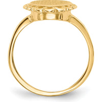 14K Yellow Gold Signet Ring with Polished & Brushed Satin Finish - Engravable and Customizable by 0
