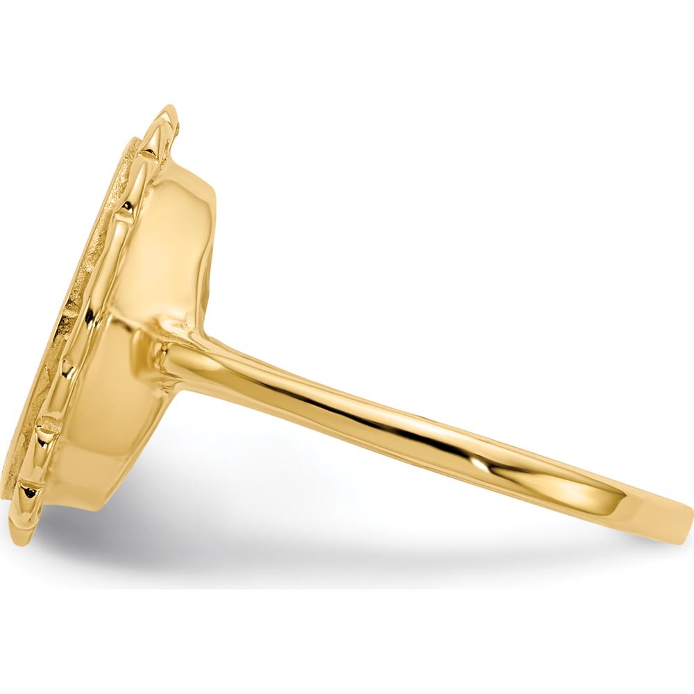 14K Yellow Gold Signet Ring with Polished & Brushed Satin Finish - Engravable and Customizable by 0