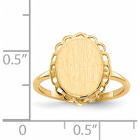 14K Yellow Gold Signet Ring with Polished & Brushed Satin Finish - Engravable and Customizable by 0