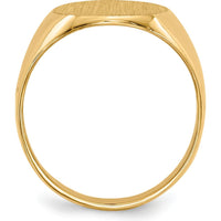 14K Yellow Gold Signet Ring with Polished and Satin Finish - 12x13.5mm Top, Engravable by 0