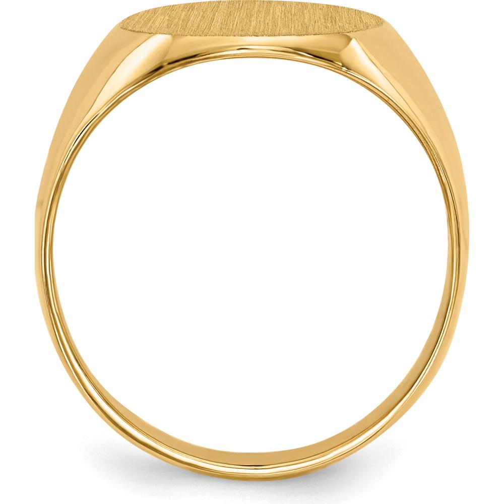 14K Yellow Gold Signet Ring with Polished and Satin Finish - 12x13.5mm Top, Engravable by 0