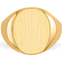 14K Yellow Gold Signet Ring with Polished and Satin Finish - 12x13.5mm Top, Engravable by 0