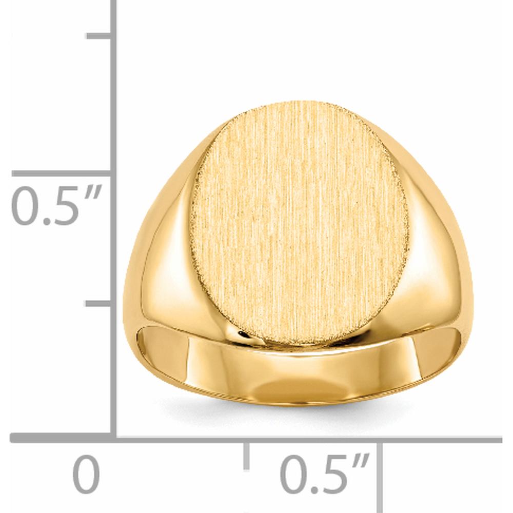 14K Yellow Gold Signet Ring with Polished and Satin Finish - 12x13.5mm Top, Engravable by 0